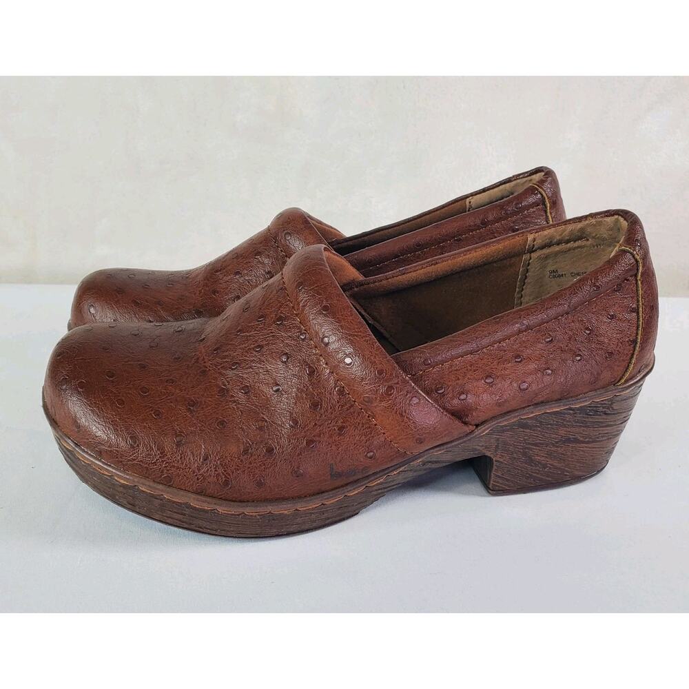 BOC Born Clogs Womens 9M Nadiyya Comfort Shoe Brown Ostrich Faux Leather C80841